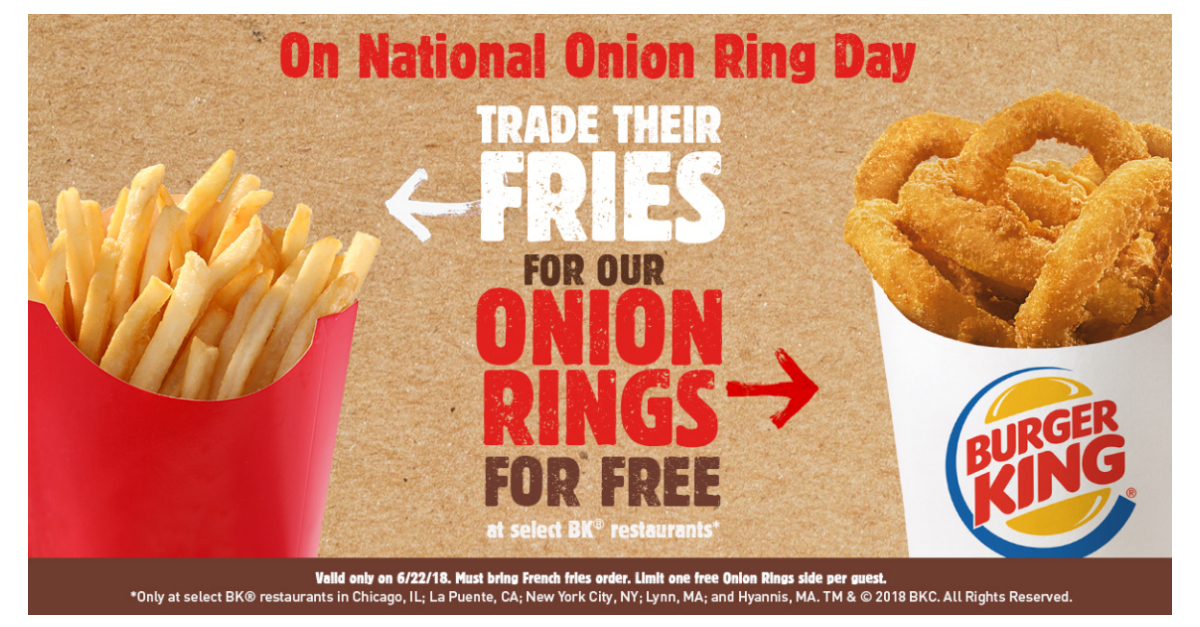 For National Onion Ring Day, Trade Their Fries for BURGER KING® Rings ...